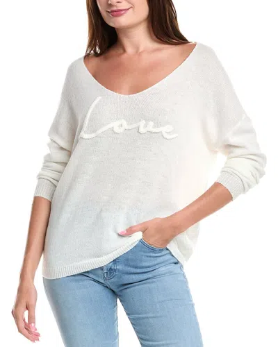 Elan Embroidered Love Sweater In White