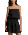 Elan Embroidered Smocked Waist Swim Cover Up Dress In Black