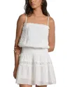 Elan Embroidered Smocked Waist Swim Cover Up Dress In White