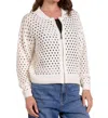 Elan Candice Zip Cardigan Sweater In White In White