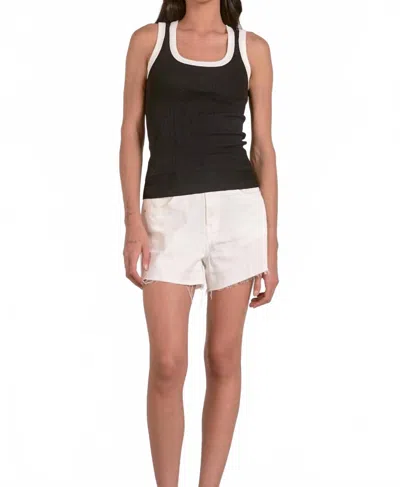 Elan Erin Scoopneck Tank Top In Black/white