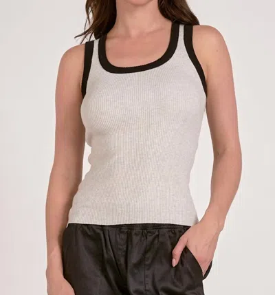 Elan Erin Scoopneck Tank Top In Grey/black In White