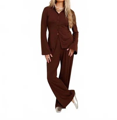 Elan Espresso Wide Leg Pants In Brown