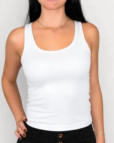 Elan Essential Scoop Neck Tank In White