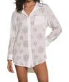 Elan Eyelet Long Sleeve Cover-up In White In White