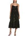 Elan Eyelet Tiered Midi Cover Up Dress In Black