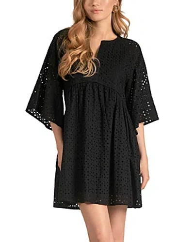 Elan Eyelet Mini Dress In Black