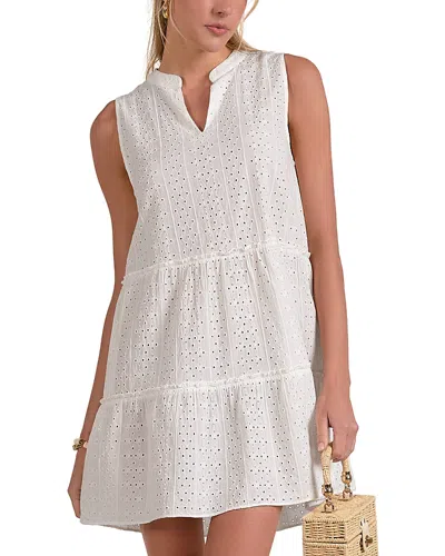 Elan Eyelet Sleeveless Mini Dress In White