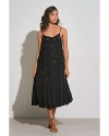 Elan Eyelet Tiered Midi Cover Up Dress In Black
