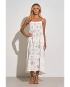Elan Eyelet Tiered Midi Cover Up Dress In White In White
