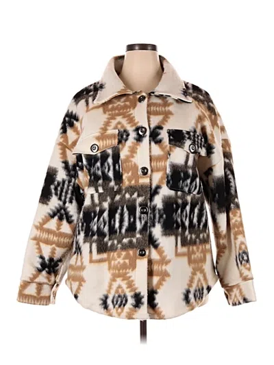 Pre-owned Elan Faux Fur Jacket In Ivory