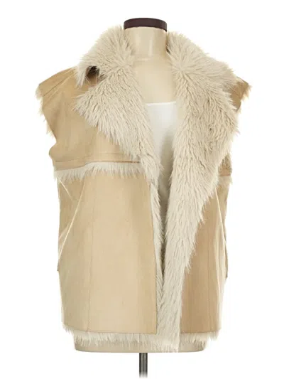 Pre-owned Elan Faux Fur Vest In Ivory