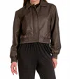 Elan Faux Leather Bomber Jacket In Brown In Brown