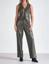 Elan Faux Leather Cargo Pants In Olive In Green