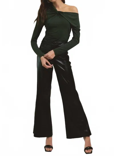 Elan Faux Leather High Waist Flare Pants In Black