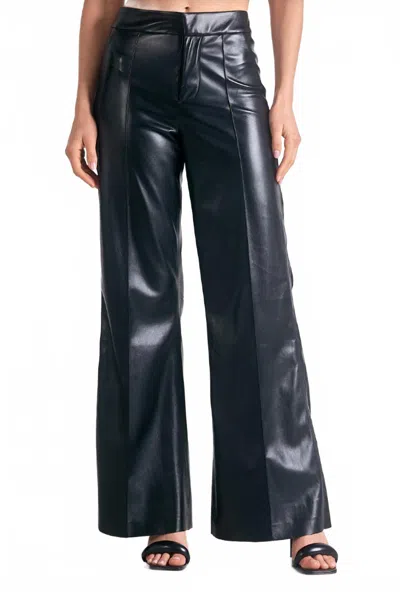 Elan Faux Leather High Waist Pants In Black