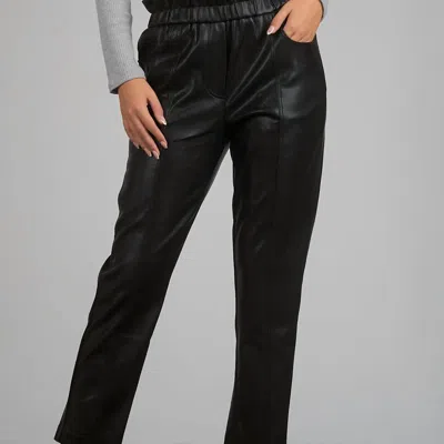 Elan Faux Leather Paper Bag Waist Pants In Black