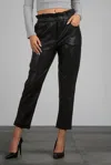 Elan Faux Leather Paper Bag Waist Pants In Black
