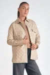 Elan Faux Leather Quilted Jacket In Stone In Brown
