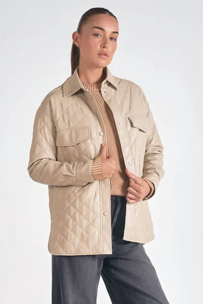 ELAN FAUX LEATHER QUILTED JACKET IN BROWN