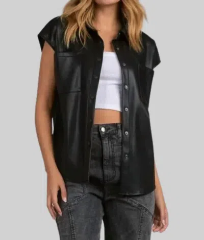 Elan Faux Leather Sleeveless Top In Black