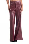 Elan Faux Leather Wide Leg Pant In Burgundy In Burgundy