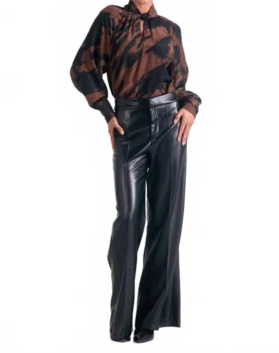 Elan Faux Leather Wide Leg Trousers In Black