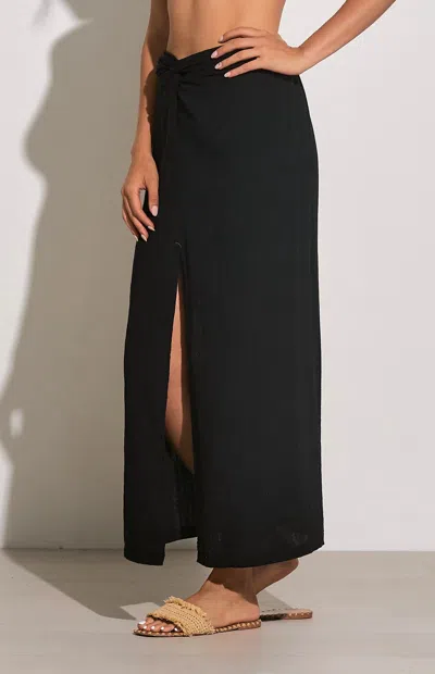 Elan Faux Wrap Maxi Skirt In Black
