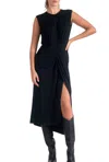 Elan Sleeveless Slit Front Skirt In Black