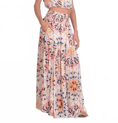 Elan Festive Flowing Maxi Skirt In Multi Kaleidos In Pattern