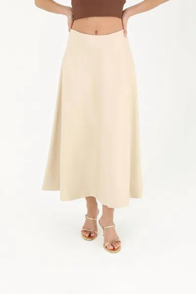 Elan Flair Brushed Midi Skirt In Beige In Neutral