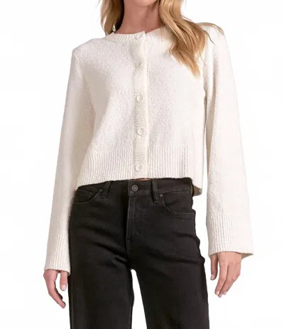 Elan Flair Sleeve Cardigan In Ivory In White