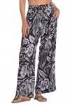 Elan Floral Cascade Flowy Wide Leg Pants In Black Maldives Print In Black