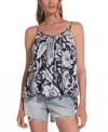 Elan Floral Cascade V-neck Top In Black Maldives Print