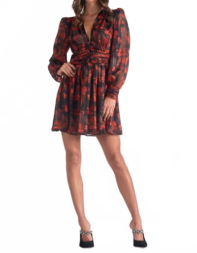 Elan Floral Mini Dress In Red In Pattern