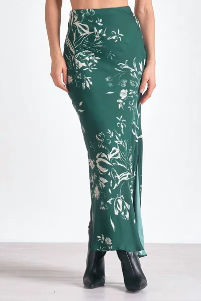 Elan Floral Print Satin Skirt In Jade Toulouse In Multi