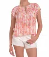 Elan Floral Ruffle Blouse In Pink In Multi
