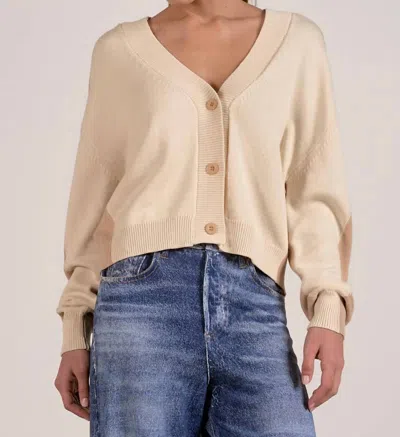 Elan Florence Color Block Cardigan In Beige In Brown