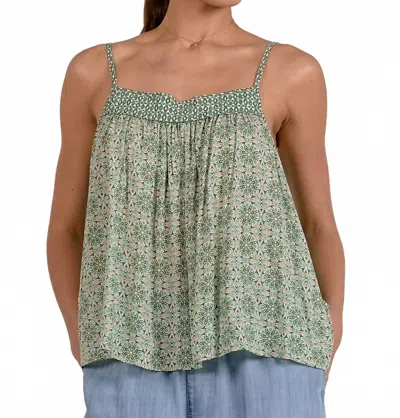 Elan Flowy Boho Top In Green In Gray