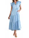 Elan Tiered Ruffled Dress In Blue