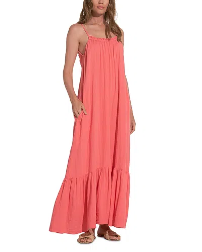 Elan Flowy Ruffled Maxi Tank Dress In Coral