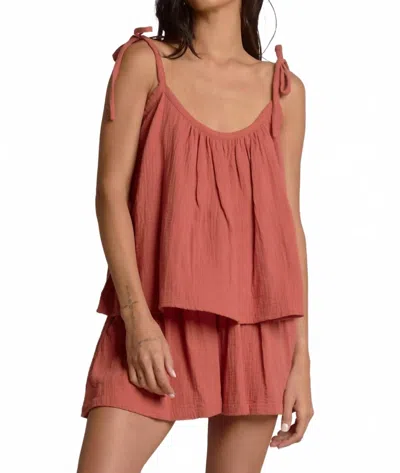 Elan Flowy Top With Ties Straps In Cayenne In Red