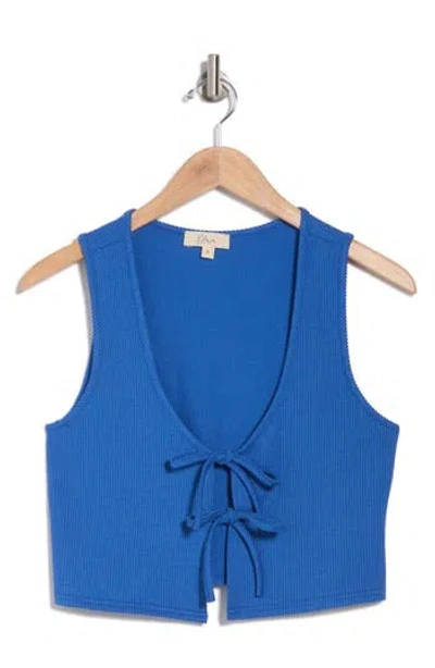 Elan Fly Away Tie Front Top In Blue Bright