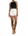 Elan Frayed Raw Hem Shorts 4' In White In White