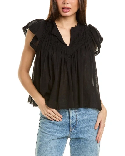 Elan Frayed Top In Black