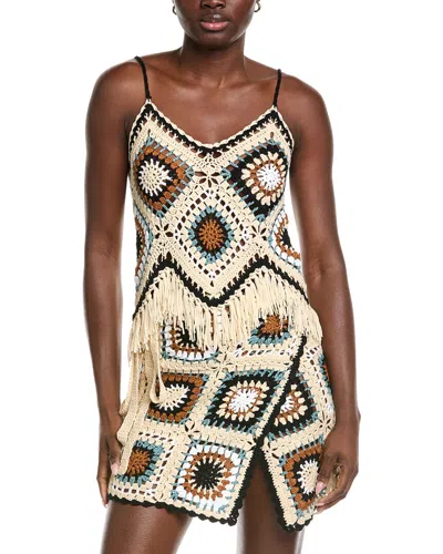 Elan Fringe Bottom Tank Top In Brown