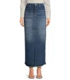 Elan Front Slit Maxi Skirt In Denim In Blue