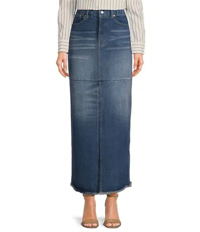 Elan Front Slit Maxi Skirt In Denim