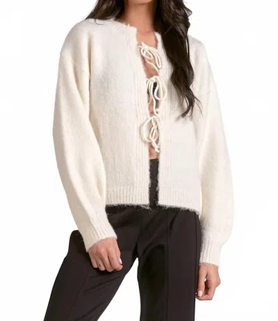 Elan Front Sweater Cardigan In Stone In White