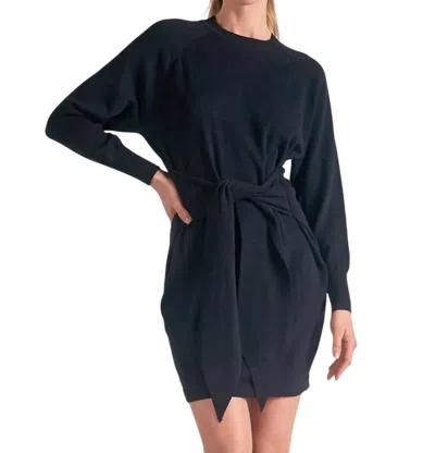 Elan Front Tie Sweater Dress In Black